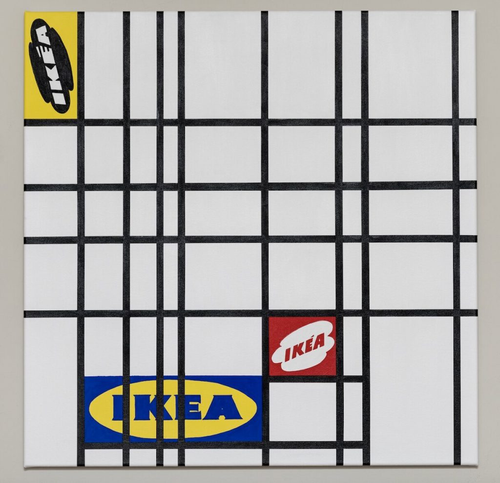 Composition with red, yellow and blue IKEA logos, 2021 Acrylic on canvas, 95 x 95 cm