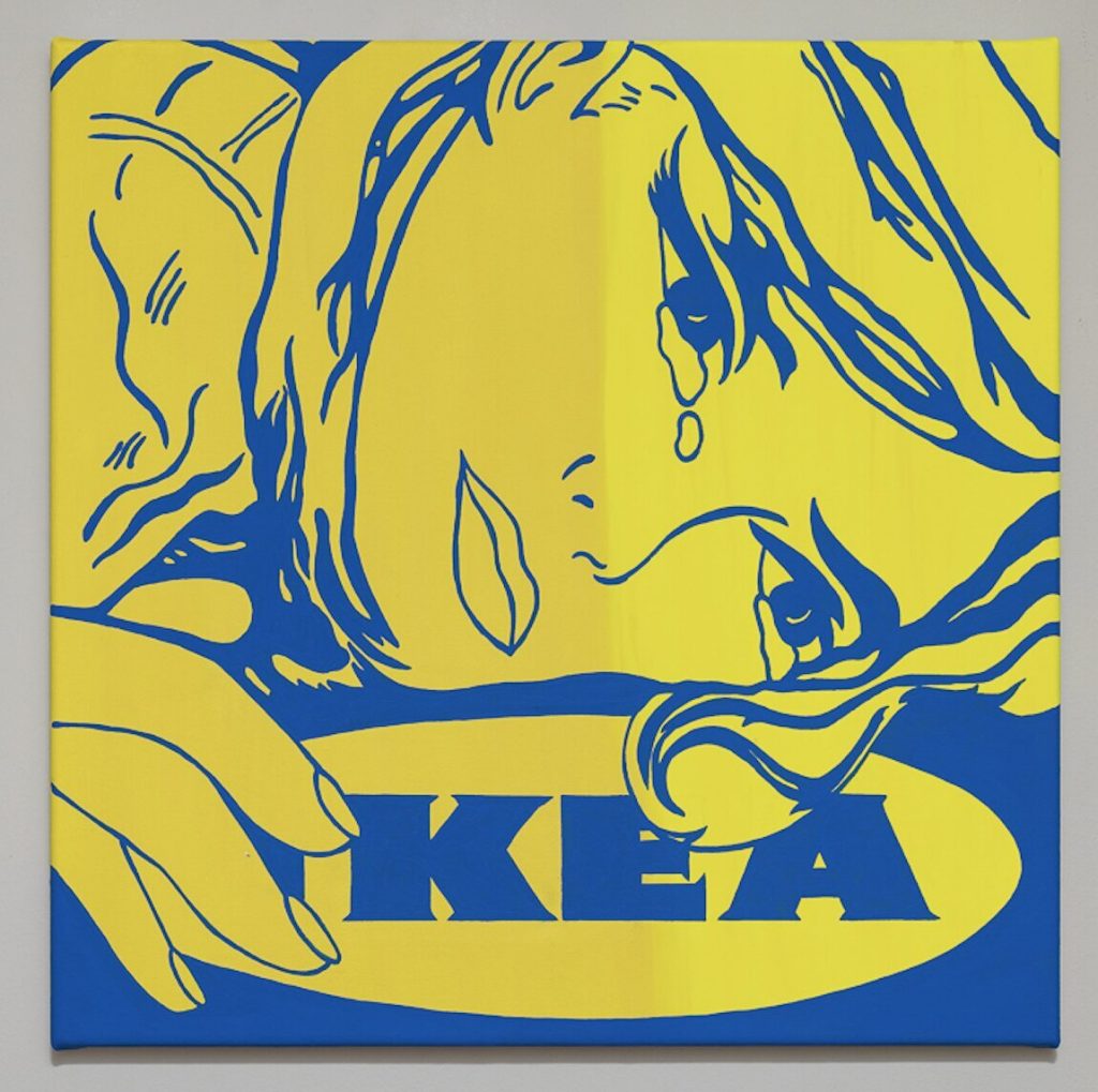 Crying Girl IKEA, 2021, acrylic and flashe on canvas, 60 x 60 cm